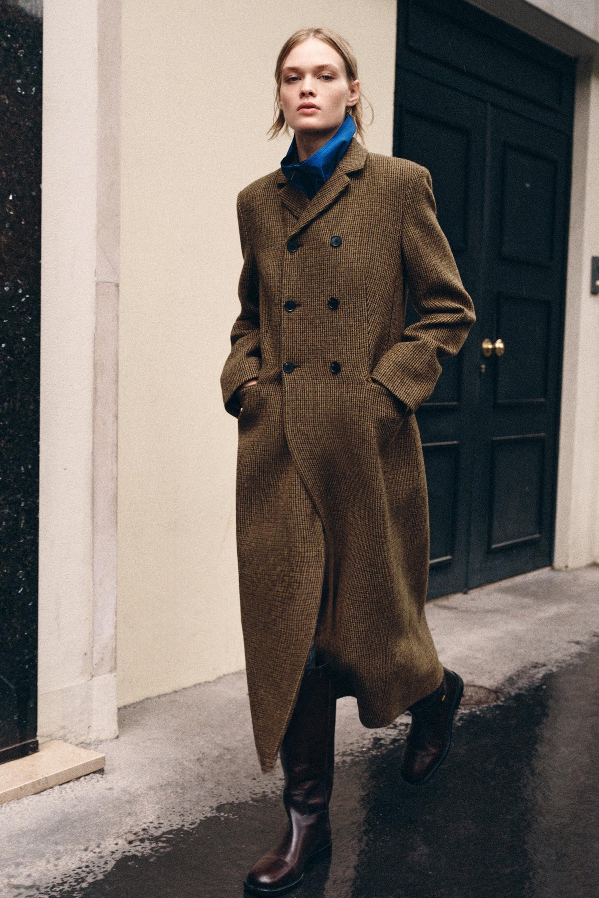 Manteau À Carreaux 100% Laine