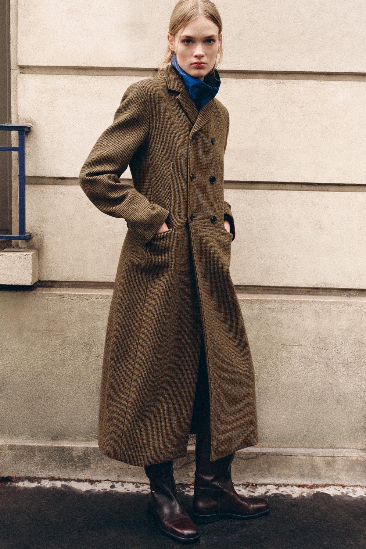Manteau À Carreaux 100% Laine