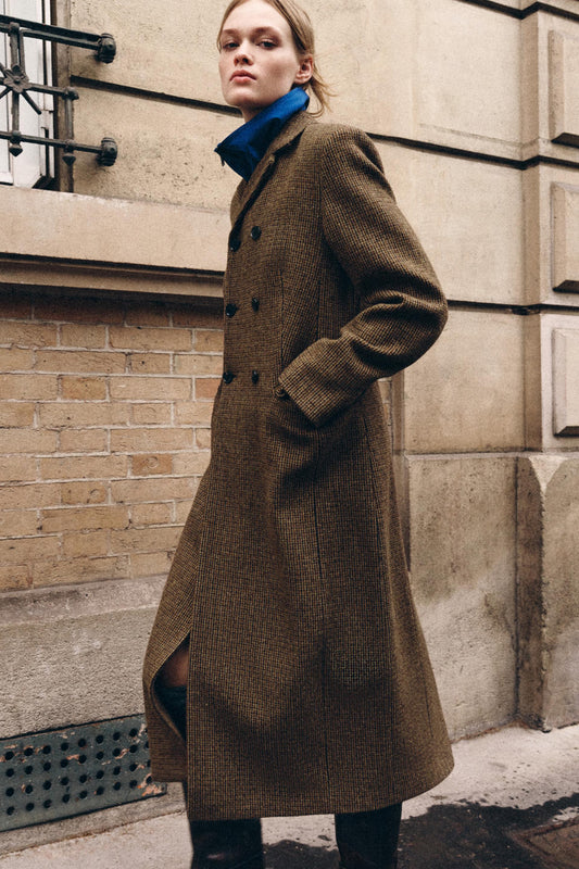 Manteau À Carreaux 100% Laine